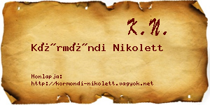 Körmöndi Nikolett névjegykártya