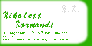 nikolett kormondi business card